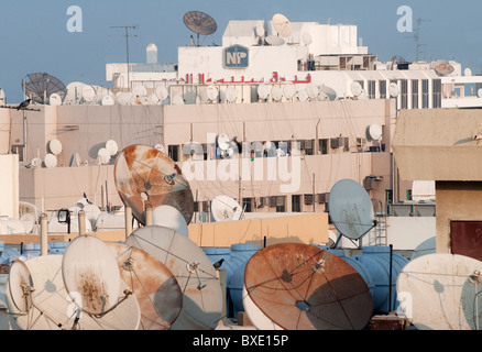 satellit edishes on the roofs in Dubai Stock Photo