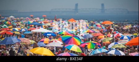 Sun umbrellas at the beach Stock Photo