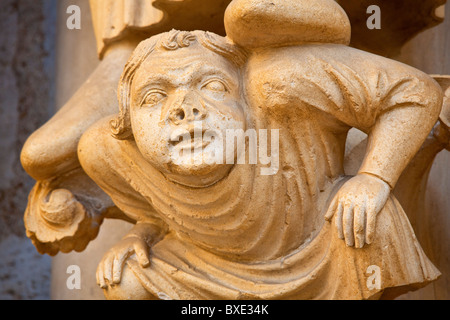 Europe, France, Eure-et-Loir (28), Notre Dame de Chatres Cathedral, Sculpture on the North Portal Stock Photo