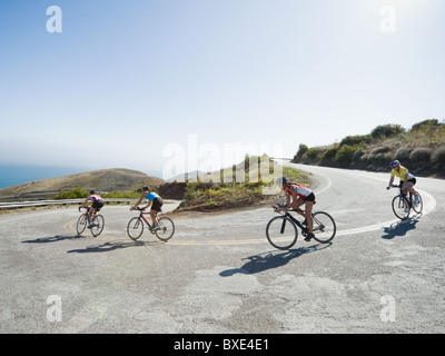 Cyclists road riding in Malibu Stock Photo