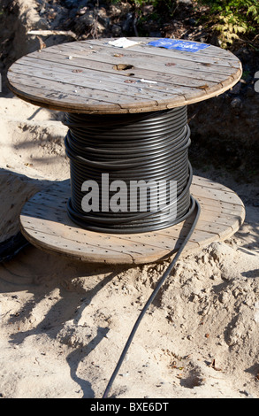 Reel of underground installable electric cable Stock Photo