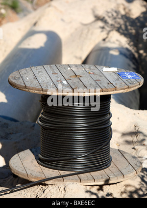 Reel of underground installable electric cable Stock Photo