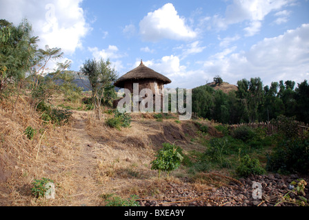 a traditional house in ancient city of Lalibela in Ethiopia Stock Photo