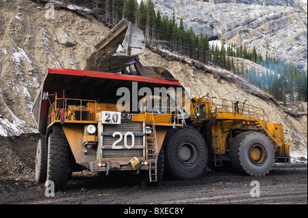 A large bucket loader and off road haul truck Stock Photo