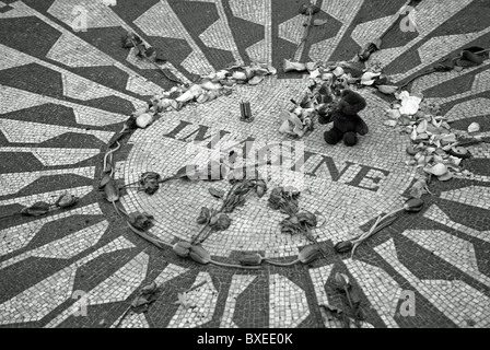 John Lennon memorial at the site of his assassination cities in Central Park New York Stock Photo