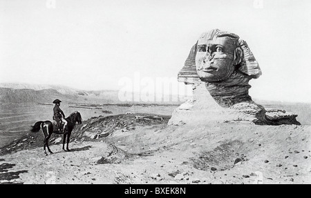 When Napoleon was n Egypt, he toured the ancient sites, including the Sphinx, and had his savants note all pertinent facts. Stock Photo