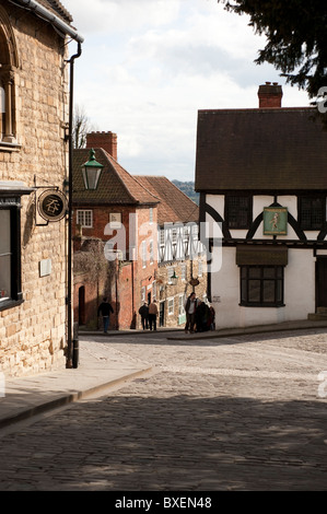 Street in Lincoln Old Town Top of Steep Hill Stock Photo