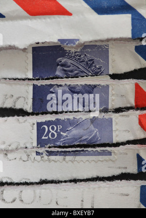 Queen Elizabeth II head on British Postal Stamps. Stock Photo