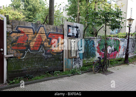 Graffiti on fences near Vondelpark in Amsterdam Stock Photo