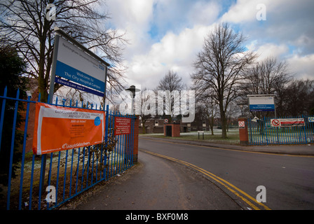 The welcome board outside one of the Edwards Lane entrances to Nottingham City Hospital,Nottinghamshire, England, UK. Stock Photo