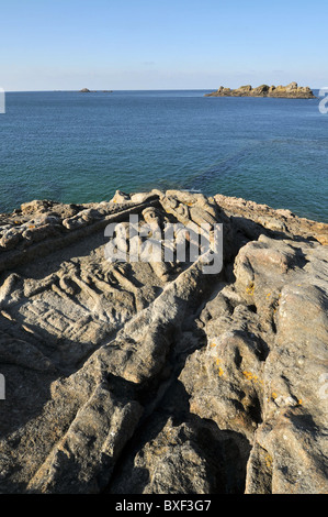 Les roches sculptes sculptures de rotheneuf france brittany Stock Photo
