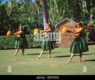 Hawaiian dancers, Kodak Hula Show, Honolulu, Oahu, Hawaii, United States of America Stock Photo