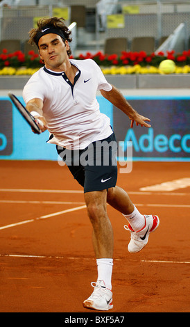Roger Federer (SUI) in action against Stanislas Katrinka (SUI) during the 3rd Round - Mens Mutua Madrilena Madrid Open tennis to Stock Photo