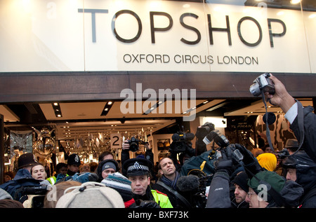 Protest against unpaid taxes at Topshop in Oxford Circus, London Stock Photo