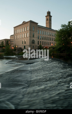 New Mill and The River Aire at Saltaire, West Yorkshire. Stock Photo