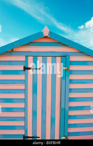 abstract view of a beach hut in the UK during a hot summers day on the Norfolk coast Stock Photo