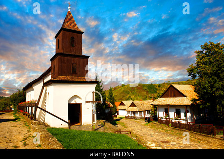 Main Street of Hollókő ( Holoko ) Paloc ethnographic village. Hungary Stock Photo