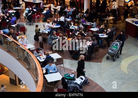 Fast food restaurants and seating area in a modern shopping mall, Argyll Street, Glasgow, Scotland Stock Photo