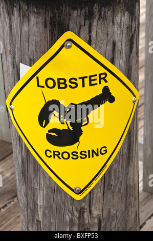 Lobster crossing sign in Lunenburg, Nova Scotia, Canada. Stock Photo