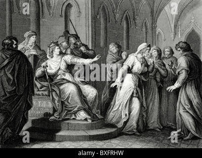 Empress Matilda, aka Empress Maude, or Queen Matilda (1102-1167) of England Refusing to Release Her Rival King Stephen of Blois, King of England. The Anarchy. Vintage Illustration or Engraving Stock Photo