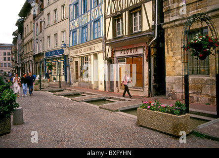 Rue Eau de Robec, city of Rouen, Upper Normandy, France Stock Photo