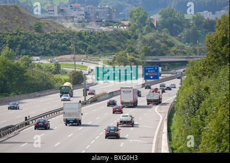 Autobahn in Switzerland near Basel Stock Photo