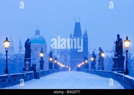 Landscape In Winter In Prague, Czech Republic With St. Vitus Cathedral 