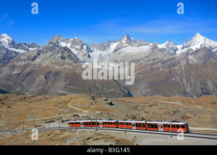 Gornergratbahn with mountains behind, Switzerland Stock Photo