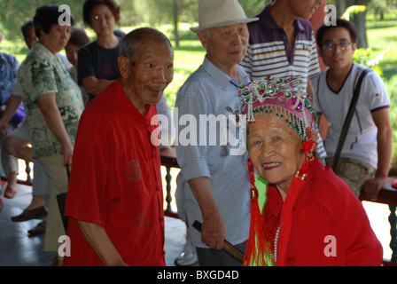 Opera, Beijing, Temple of Heaven, Park, Old man, Old Woman, China Stock Photo