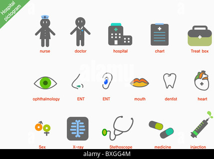 various hospital pictogram icons Stock Photo