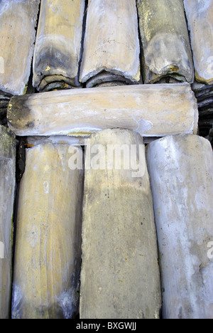 Roof tiles in stock ready for sale and trade built with ancient method Stock Photo