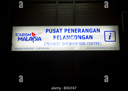 a signboard of tourist information centre in Malacca, Malaysia Stock Photo