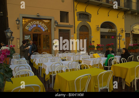 Restaurant pizzeria Orgacna terrace at Piazza della Repubblica square central Florence (Firenze) Tuscany central Italy Europe Stock Photo