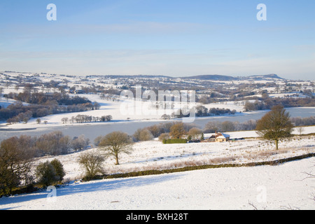 Staffordshire England UK December Frozen Rudyard lake built as a reservoir for the surrounding canals on a winters day Stock Photo