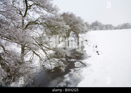 Longnor Staffordshire England UK December Looking along the River Manifold on a winters day Stock Photo