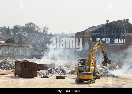 Demolition of a factory and clearing a plot of disused land High Wycombe UK Stock Photo