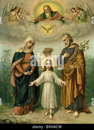 religion, Christianity, holy family, religious mural, Germany, circa 1900, Additional-Rights-Clearences-Not Available Stock Photo