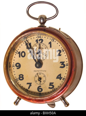 clock, alarm clock, five before twelve, Germany, circa 1928, Additional-Rights-Clearences-Not Available Stock Photo