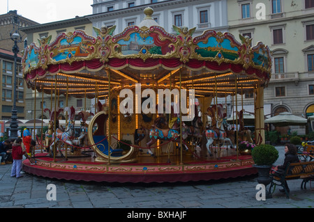 Merry-go-round at Piazza della Repubblica square central Florence (Firenze) Tuscany central Italy Europe Stock Photo