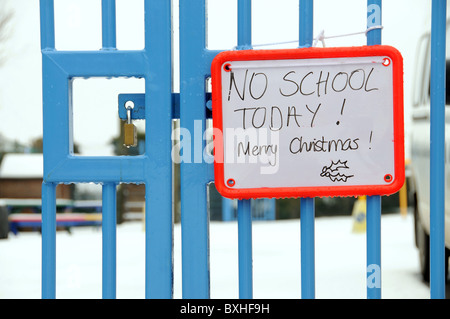 British school closed due to snow Stock Photo