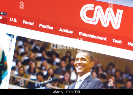 CNN home page with photo of President Barack Obama Stock Photo