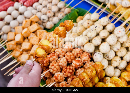 Thai food grill sticks, Bangkok, Thailand Stock Photo