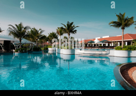 A beautiful large swimming pool at a local resort Stock Photo