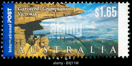 Stamp from Australia with picture of Wariwerd Grampians Stock Photo