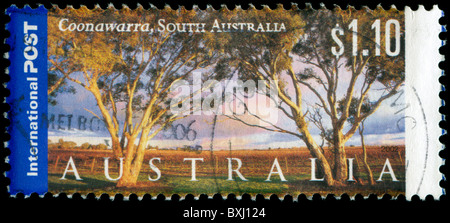 Stamp from Australia with picture of Coonawarra, South Australia Stock Photo