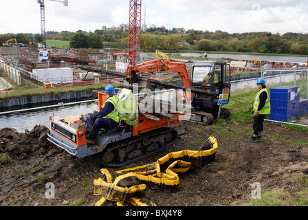 Groundworks taking place on the waterworks at Alexandra Palace North London UK Stock Photo