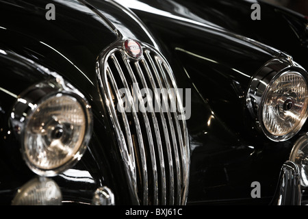 Jaguar XK 140 Grille and Badge Front Detail Stock Photo