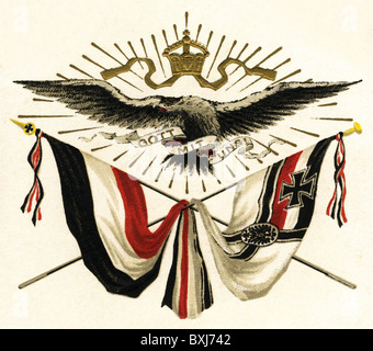 heraldry, coat of arms, Imperial coat of arms, German Empire, lithograph, 1915, Additional-Rights-Clearences-Not Available Stock Photo
