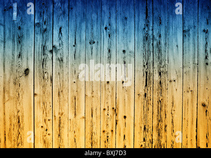 Bi-colored weathered painted wooden rough planks Stock Photo
