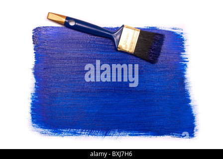 Professional brush with blue paint on a white background Stock Photo